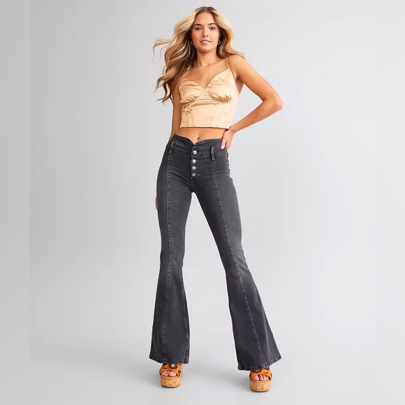 NWT Free People We the Free After Dark Mid Rise Flare Vintage Black Size… - Picture 2 of 14